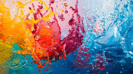 Poster - modern water splashes artwork, mixed colors