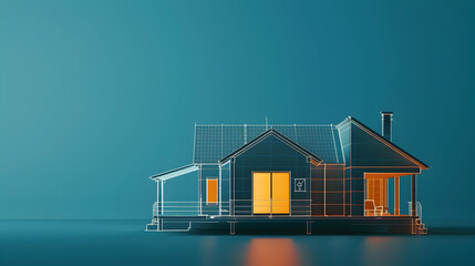 Poster - Outline of a small house with a check-up chart level testing - concept image with copy space