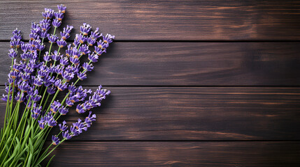 Canvas Print - Elegant Lavender Flowers on Rustic Wooden Background for Your Designs