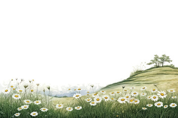 Poster - Serene meadow with blooming daisies