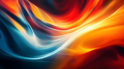 Canvas Print - Abstract Wavy Background with Blue  Orange and Red Colors