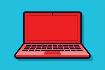 Poster - A laptop surrounded by plants and clouds, set against a serene blue background, symbolizing creativity and nature.