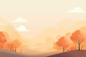 Sticker - Serene autumn landscape illustration