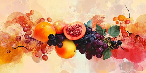 Abstract background with fruits in ethnic style