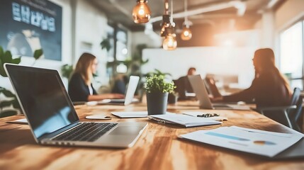 Blurred image of business people working in modern office.Blurred background