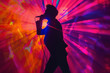 © ebhanu - Abstract Silhouette of Singer at Neon Nightclub