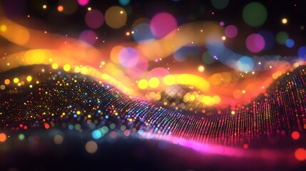 Canvas Print - Abstract Colorful Bokeh Lights Background with Glowing Particles