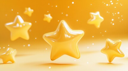 Poster - Yellow Stars on a Bright Background