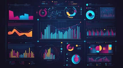 Poster - Futuristic Interface with Diverse Data Visualizations and Graphs