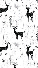 Poster - Deer backgrounds pattern drawing