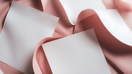 Top view of blank and empty sheets of paper on pink background with copy space