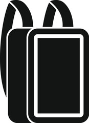 Poster - black and white icon of a school backpack, symbolizing education, learning, and student life