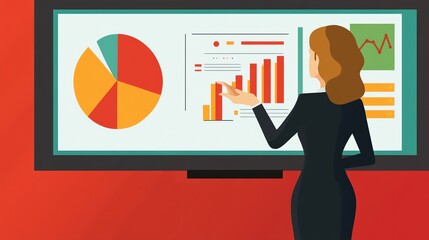 Poster - Businesswoman Presenting Data on a Whiteboard
