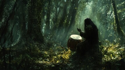 Poster - Mystical Drumming in the Forest