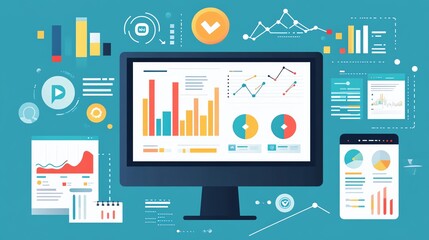 Poster - Business Analytics Dashboard with Charts and Graphs on Desktop and Mobile Devices