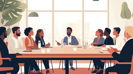 Poster - Diverse Group of Professionals in a Meeting Around a Table