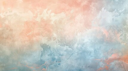 Canvas Print - Soft peach and blue wallpaper featuring fibrous paper texture and delicate inclusions