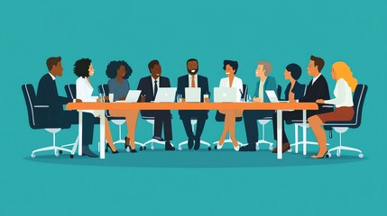 Poster - Diverse Business Professionals Collaborating at a Meeting Table