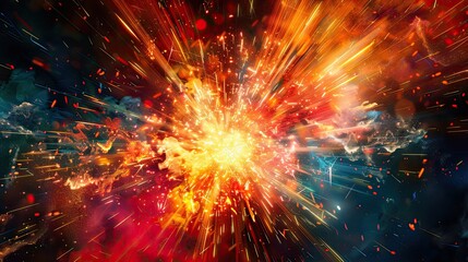 Wall Mural - Bright fiery sparks explode against a dark background capturing intense energy