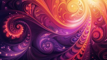 Poster - Intricate swirls of purple and orange blend into a dramatic retro gradient backdrop