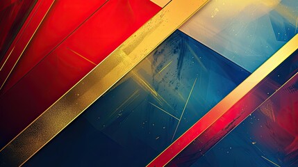 Rich red blue gold wallpaper with geometric shapes and a glossy high-shine background