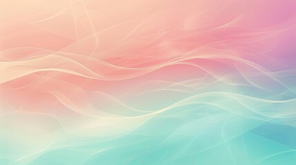 Wall Mural - Retro wallpaper with light coral teal and lavender tones gentle wave formations in the background