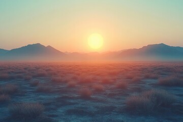 surreal desert landscape with stark dried plants silhouetted against a pale sky isolated elements create a sense of desolation and ethereal beauty