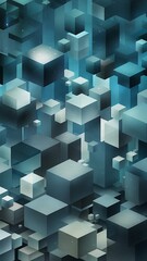 Wall Mural - Abstract image of cubes background in blue toned