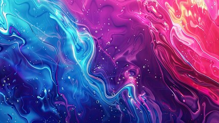 Poster - Wallpaper with abstract water patterns vibrant neon colors and comic book lines