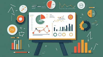 Poster - A Whiteboard Filled with Colorful Charts and Graphs