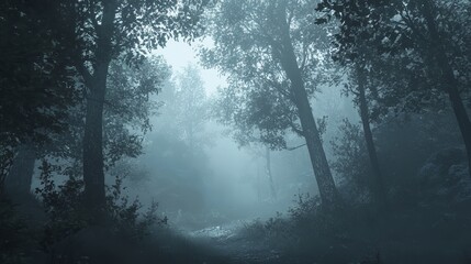  Dark Foggy Forest Path - Hyper Realistic Photography