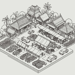 line art traditional market