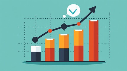 Poster - Bar graph depicting upward trend with checkmark in speech bubble