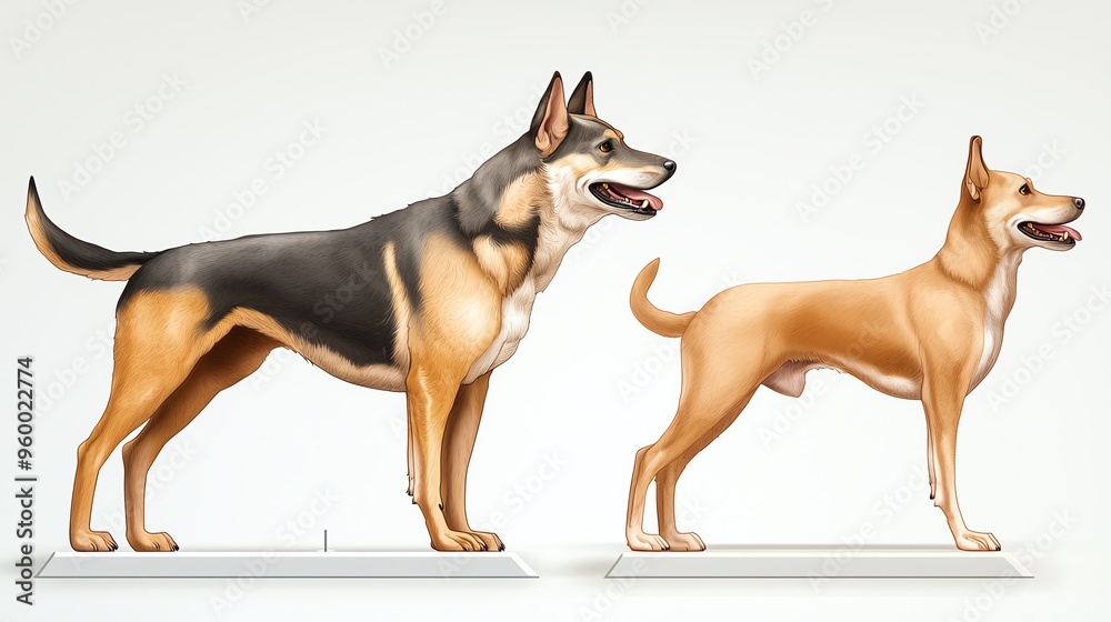 Difference Dogs Illustration of two different dog breeds standing side by side ...