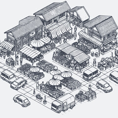 isometric traditional market