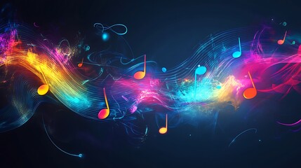 Poster - Abstract Music Notes in a Colorful Wave