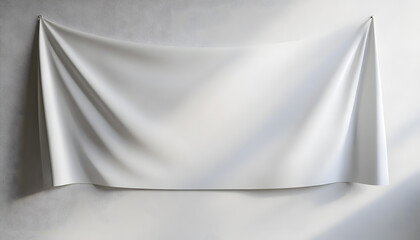 Sticker - empty white hang blank fabric horizontal canvas banner mockup