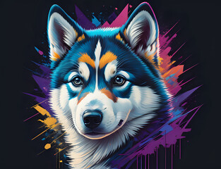 Canvas Print - blauer Husky