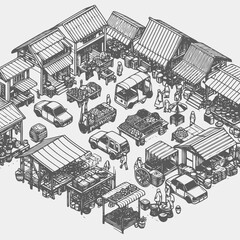 isometric traditional market