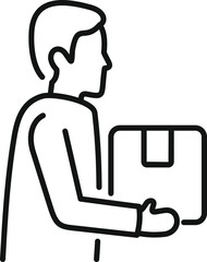 Poster - Delivery man is carefully holding a parcel, ensuring its safe transport to the recipient
