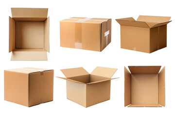 PNG cardboard parcel box set, transparent background