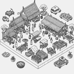 isometric traditional market