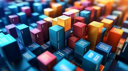 Sticker - Abstract Colorful Cubes 3D Render