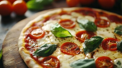 Delicious Margherita pizza on table, closeup view