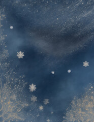 Wall Mural - starry night sky - abstract winter blue snow background - Generative AI
