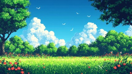 Wall Mural - pixel art nature scene