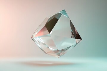 Shiny crystal floating on gradient background