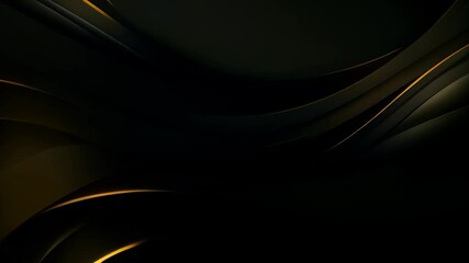 Poster - Luxury black and golden wavy background. 3d render, Create a luxurious black line background
