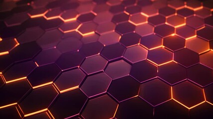 Poster - abstract background with glowing hexagons in blue and purple colors, 3d illustration, Create an abstract background hexagon pattern with glowing lights