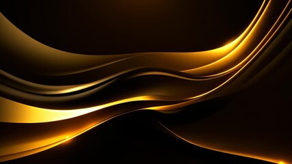 Poster - Abstract black and gold wavy background. 3d render illustration, Create a luxurious black line background